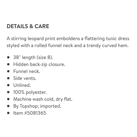 TOPSHOP Leopard Print Sleeveless Tunic Dress Size 4 - Picture 5 of 13